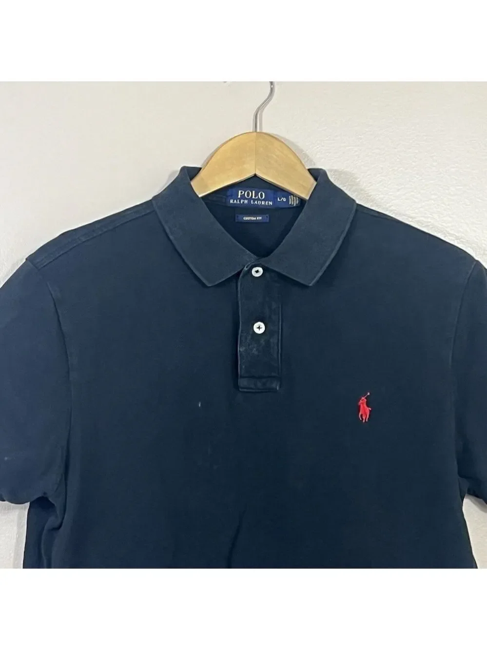 Polo Shirt Mens L Black Red Pony Ralph Lauren Short Sleeves Golf Custom Fit